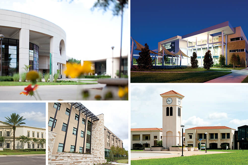 Valencia College campus locations and buildings collage