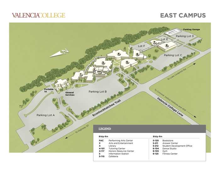 Valencia College East Campus Map
